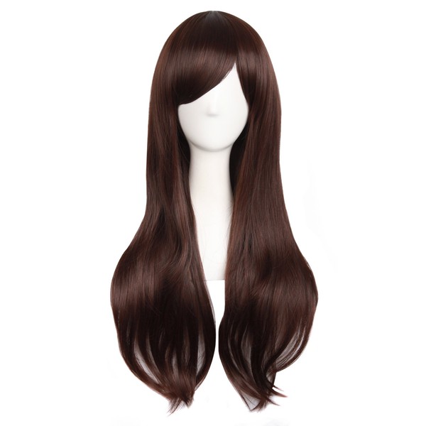 MapofBeauty 28" 70cm Long Curly Hair Ends Costume Cosplay Wig (Dark Brown)