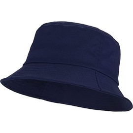 reshmena® Kids Bucket Hat Reversible Unisex Hat Boys Girls Cotton Fishing Hats for Camping, Hiking, Traveling, Baseball Cap, Football Summer Beach Sun Hat Plain Colours One Size Bucket Navy