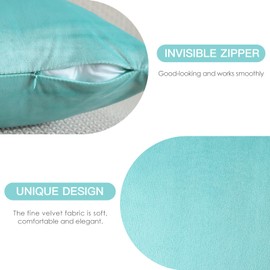 JOTOM Set of 2 Velvet Soft Solid Cushion Covers 45x45 cm Decorative Throw Pillow Covers Square Cushion Case Home Decor Pillow Cases for Couch Sofa Living Room Bedroom 18x18 Inch (Aqua Green)