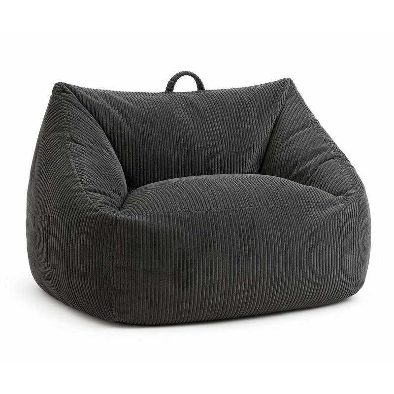 Dark Grey Bean Bag Chair with Handle, Floor Sofa for