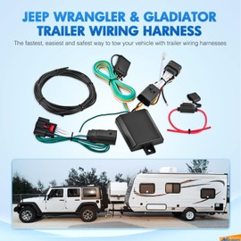 Nilight 4-Way Trailer Wiring Harness Kit 56407 Vehicle Side Custom JL Trailer Towing Wire Harness Compatible with Wrangler JL 2018-2023 and Gladiator 2020-2023, 2 Years Warranty,Black