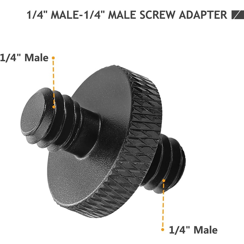 Standard 1/4" Male to 1/4" Male Thread Camera Screw Double