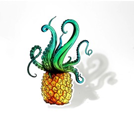 Real Sticky Octopus Pineapple Sticker Cup food Laptop Cooler Car Vehicle Window Bumper Decal