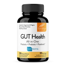 Sandhu's Gut Health - Prebiotic, Probiotic, Postbiotic & L-Glutamine | Digestive Health, Colon, Probiotic Total Supplements | 120 Delayed Release Capsules