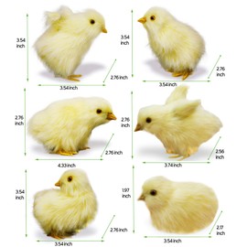 GMOZAN 6pcs Realistic Fake Easter Chicks Decor,Chirping Baby Chicks,Fake Chicken Figurine Easter Photo Props Photography,Easter Decorations for The Home