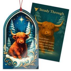 Highland Cow Ornaments, Highland Cow Gifts, Christmas Ornament 2025, Vintage Christmas Ornament, Farmhouse Xmas Orrnaments, Suncatcher Effect Stained Glass Window Hanging, car Hanging Accessories