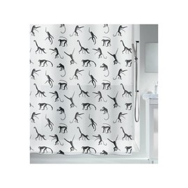Spirella Monkey Shower Curtain, Black/White, 0.1 x 180 x 200 cm