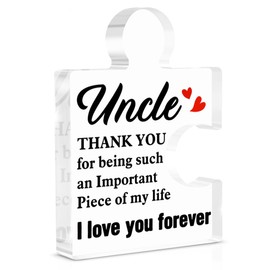 Gifts for Uncle, Best Uncle Gifts Great Birthday Gift from Niece Nephew Fathers Day Thanksgiving Christmas Gift Ideas Acrylic Puzzle Piece Desk Shelf Decorative Sign for Home Decor
