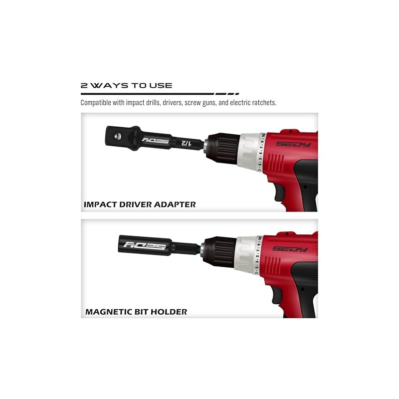 9-Piece Impact Socket Adapter Set, 1/4" 3/8" 1/2" Driver Socket