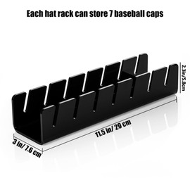 Walquicks 2 Pcs Acrylic Hat Stand Racks for Baseball Caps, Display No Install Holder Storage Organizer Holds Up to 14 Caps for Bedroom, Closet, Dresser