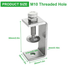 DAJAVE 4 Pack 304 Stainless Steel C Clamp, 2 1/2 Inch Tiger Clamp Heavy Duty Woodworking Clamp with Wide Jaw Openings for Carpentry Woodwork Building Household Desktop