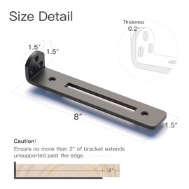 6 Pack 8 Inch Shelf Brackets,1/5" Thick Heavy Duty L Floating Shelf Bracket,Openwork Hidden Shelf Bracket for Shelves Support