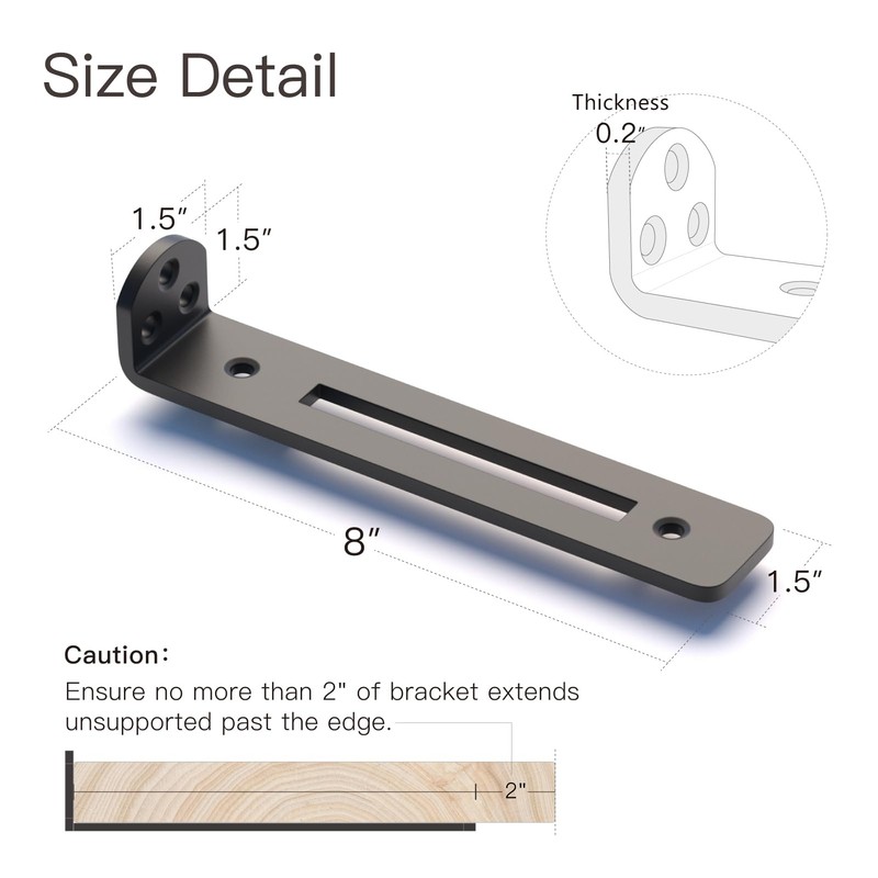6 Pack 8 Inch Shelf Brackets,1/5" Thick Heavy Duty L