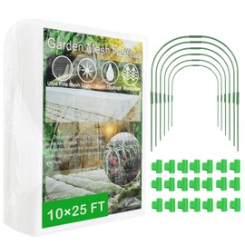 10 Pcs Garden Mesh Netting Kit 10 × 25ft Garden Netting Pest Barrier Raised Beds DIY Greenhouse Garden Hoops 20 Clips Netting Covers Protect Plants Vegetables Fruits Flowers from Animals and Birds