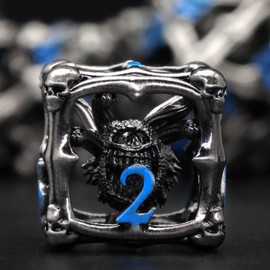 Beholder Dice Set, DND Dice Metal Dice Set, ZHOORQI W20 Dice Polyhedral Dice for Dungeons and Dragons, D&D Game Dice Gift (Eye-Blue Number)