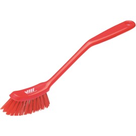 Vikan - Fine Dish Brush - Heavy-Duty, Narrow, Slip-Resistant Cleaning Brush, Polypropylene, Polyester Bristle, 11 Inch, Red, (42874)