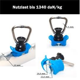 Gubar-Tech Heavy Duty 10 x Single Fitting -1340 daN/kg End Fitting for Airline Line and Lashing Rails for Car, Motorcycle, Trailer or Motorhome or Sports Area (Light Blue)