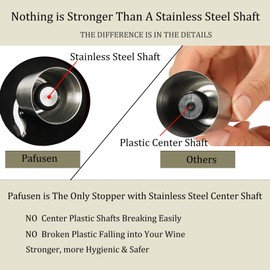 Wine Stoppers Set of 2, Pafusen, Stainless Steel Wine Bottle Stopper with Silicone Seal, Reusable Wine Freshness Keep, wine saver wine bottle sealer stopper, wine accessories Gift (Polished)