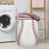 Bardic Large Laundry Basket Baseball Texture Laundry Hamper with Leather