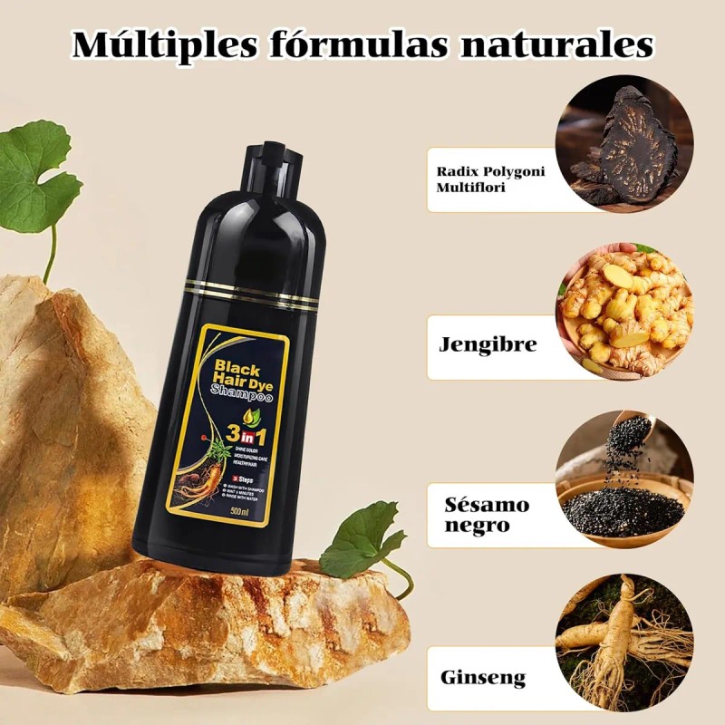 Shampoo Para Canas 500ml Natural Jengibre Tinte Cubre Canas