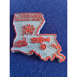 Louisiana "The Bayou State" Rubber Fridge Map Magnet - Brand New, Vintage!!