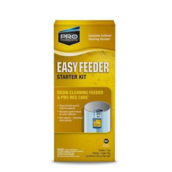 Res Care Easy Feeder Starter Kit – Complete Softener Cleaning System -- Dispenses Res Care Liquid Water Softener Cleaner – Feeds Continuously -- Restores Resin Capacity