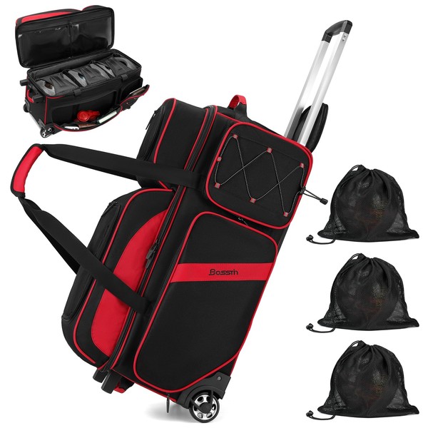 BOSSTIN 3 Ball Bowling Bags with Wheels, Bowling Ball Bag