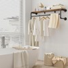 Yawinhe Industrial Pipe Clothing Rack with Shelves,Closet Rod,Rustic Brown