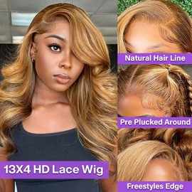 HUIWANYAN Highlight Bob Wig Human Hair 13x4 Body Wave HD Lace Front Wigs Human Hair Pre Plucked 180% Density Glueless Wigs Human Hair 12 Inch Short Bob Wigs for Black Women Natural Hairline