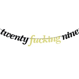 YotaWish Glitter Twenty Nine Banner - Happy 29th Birthday Decor - Hello 29, Cheers to 29 Years Party Decoration Supplies, Gold