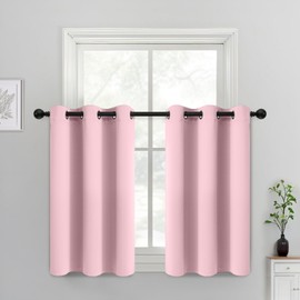 Yakamok - Cortinas opacas de bloqueo de luz, con aislamiento térmico, cortinas de oscurecimiento de habitación, para recámara, paneles de ventana superiores con ojales sólidos, 38 x 36 pulgadas, rosa