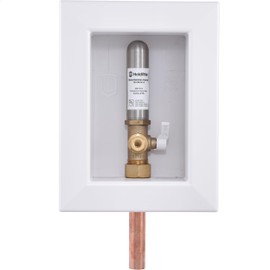 Holdrite HR-IMRA-M-0 1/4 Inch Compression Connection, Pre-Assembled, 1/2 Inch CTS Copper Tailpiece Fire-Rated Ice Maker Outlet Box with Water Hammer Arrestor, White