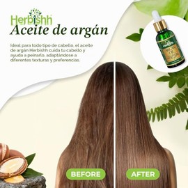 Herbishh Aceite de Argn para el Cabello  Tratamiento de Acondicionamiento Profundo  Ingredientes de Marruecos  Control del Frizz y Reparacin de Daos  