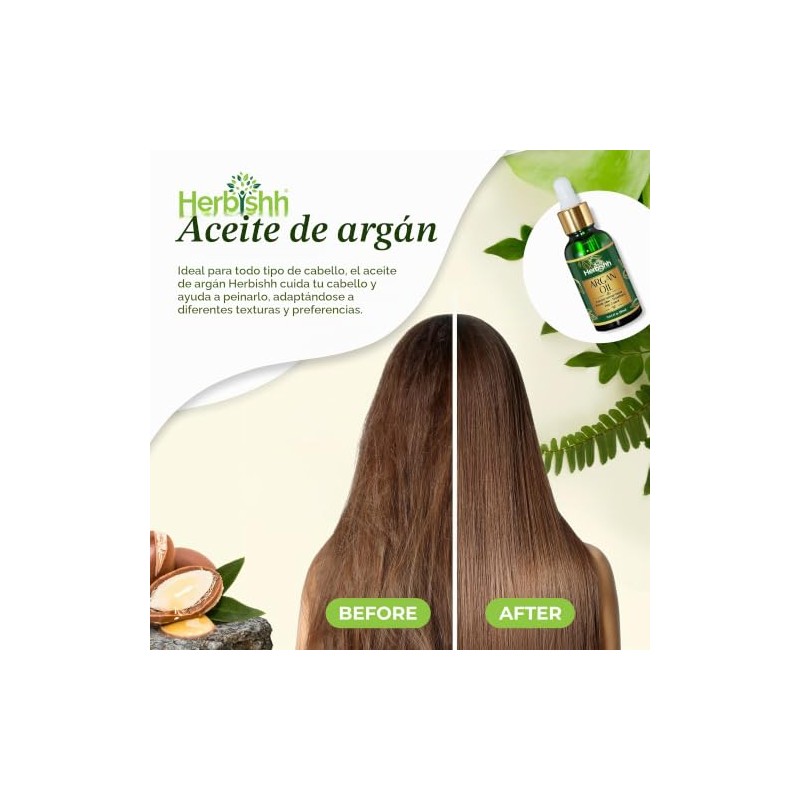Herbishh Aceite de Argn para el Cabello Tratamiento de Acondicionamiento