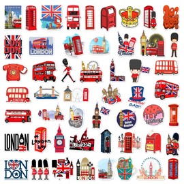 London Stickers British London Style Stickers 50 Pcs Vinyl Decals for Water Bottles Kids Teens Adults Laptop Luggage Cup Computer Journal Wall Helmet Guitar Decoration Graffiti Sticker