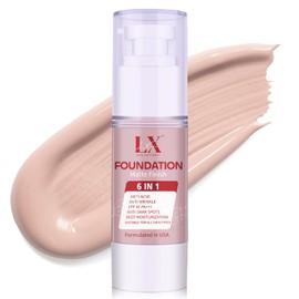 LXSKN 6-in-1 Makeup Infused with 1% Hyaluronic Acid- Matte + Poreless Liquid Foundation For A Glowing & Soft-Focus Look, Suitable for All Skin Types (101 Light, 6-in-1 Makeup Foundation)