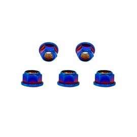 RISON Titanium Nut M4 Burnt Blue 6AL4V Titanium Flange Full Metal Sprocket Lock Nut Pack of 5