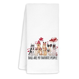 Jvpke Dog Valentines Day Hand Towel for Bathroom Kitchen, Dogs Valentines Decor for Home, Dogs Valentines Gifts for Her Girls Women Men Kids, Dogs Kitchen Decorative Towels, 16x24 in