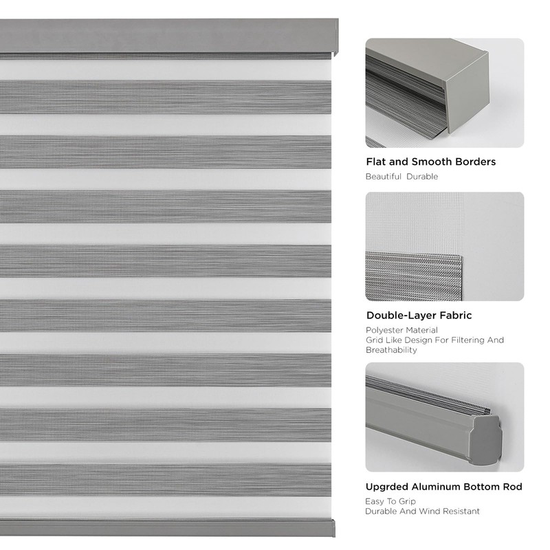 Joydeco Cordless Zebra Blinds (Pro), Dual Layer Light Control Zebra