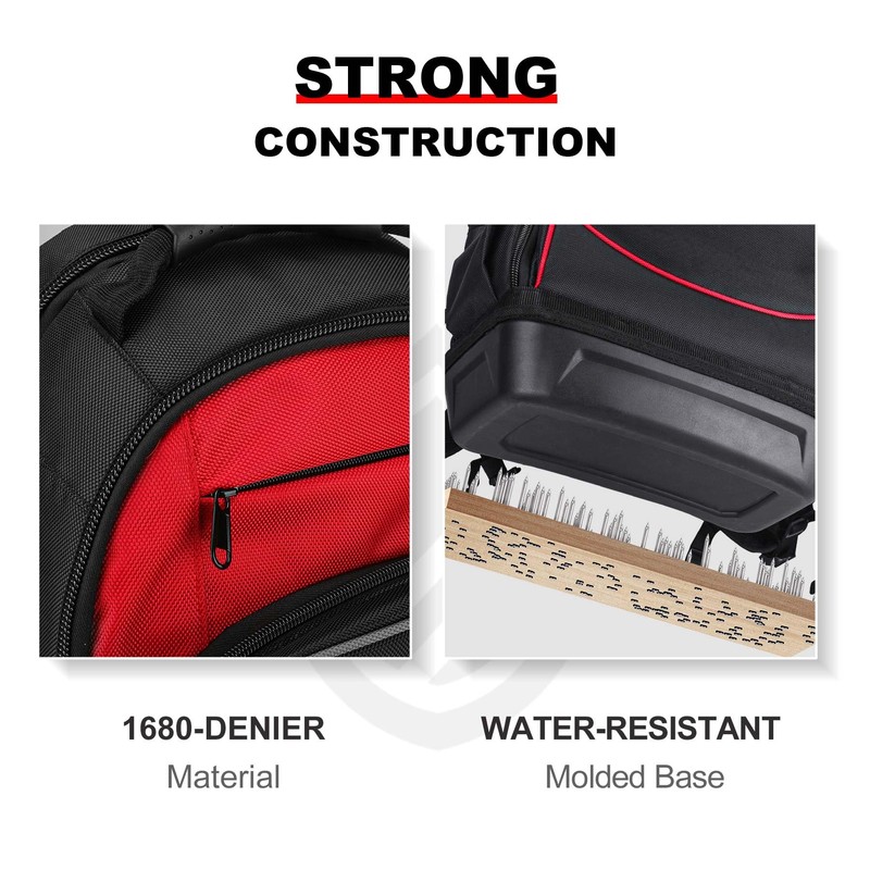 HAUTMEC Heavy-Duty Tool Backpack, 1680D Pro Backpack Tool Bag with