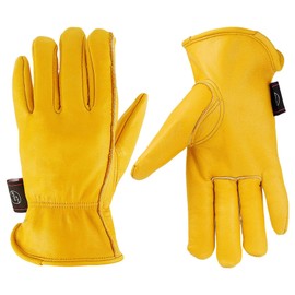Kim Yuan Leather Work Gloves for Gardening/Cutting/Construction/Farm/Motorcycle, Men & Women, with Elastic Wrist, Medium 1 Pair