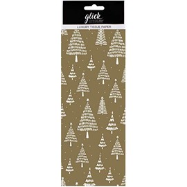 Christmas Trees Gold Printed Tissue Paper x 4 Sheets 50 x 70 cm