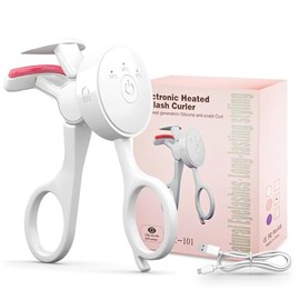 Rizador de Pestañas Eléctrico Con 3 Ajustes de Temperatura, Rizador de Pestañas Cargable por USB, Calentamiento Rápido, Rizado Natural en Forma C, Regalo para Mujeres y Niñas (Blanco)