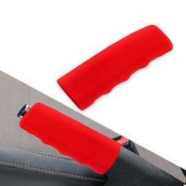 Flygun 1 PC Car Anti-skid Handbrake Protector, 4.8" Long Comfortable Breathable Silicone Decoration, Wavy Ergonomic Design Emergency Brake Parking Cover, Uniersal Car Interior Accessories (Red)