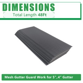 Forestchill Stainless Steel Gutter Guard, Universal Fit 5", 4" Gutters, Micro Mesh Leaves Filter Screen, Easy Installation Gutter Covers 48 Ft, Grey