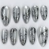 Silver Press on Nails Medium Almond Fake Nails Metal Chrome