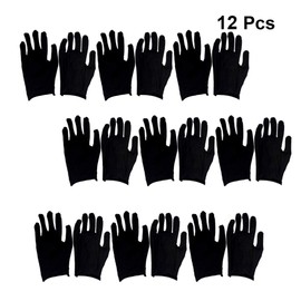 Cotton Gloves 12 Pairs of Safety Gloves, Cotton Gloves, Protective Gloves, Multipurpose Gloves, Black, Size M (Thin) Thin Gloves