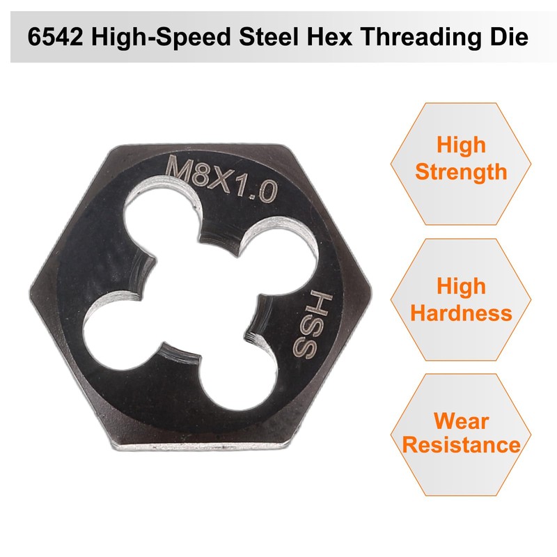sourcing map Hex Threading Die M8 x 1 Metric Thread