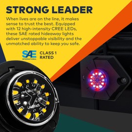 SnakeEye III Red White Clear 12W LED Hideaway Strobe Light [SAE Class 1] 12V 1 Inch Round Waterproof Wig Wag Emergency Flashing Hide Away Fire Police Light Bulb Kit For Firefighter EMS Truck Vehicle