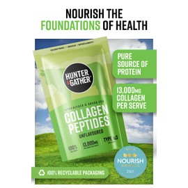 Hunter & Gather Collagen Powder Bundle | Hydrolysed Grass-Fed Bovine Collagen 400g & Wild Caught 300g Marine Collagen for Hair, Skin, Nails and Muscles | Supplements for Men and Women